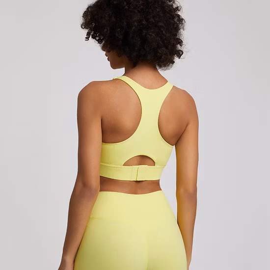 Seamless Knitted Running Yoga Bra High Strength Shockproof U Neck Sports Underwear Vest High Elastic Fitness Top Jkt-580