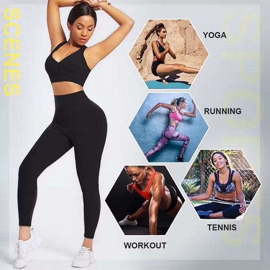 New Design Pink Women′s Yoga Bra Top Strappy Back Push up Crop Sports Top Activewear 20527-3