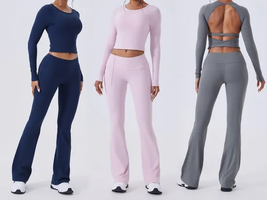 Gym Workout Long Sleeve Women Fitness Jogging Long Sleeve Soft Yoga Tops Sexy Waist and Pants