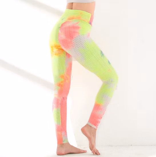 Multi Color Peach Hip Lifting High Waist Tie Dye Yoga Pants